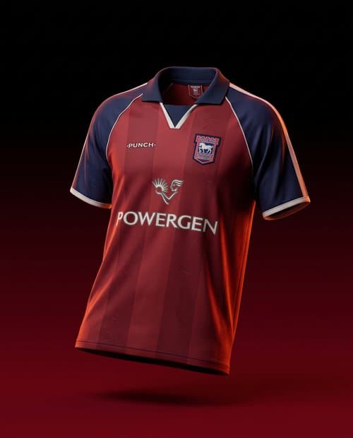 Джерси Ipswich Town 2002/04 «Штрихи на бордо», общий вид